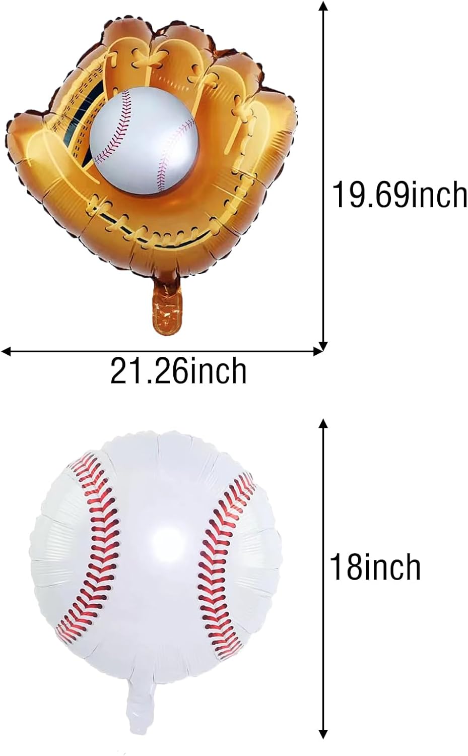 8 globos de papel de aluminio de béisbol, decoraciones de guantes, murciélagos, redondos, temática de béisbol, globos de Mylar para niños,