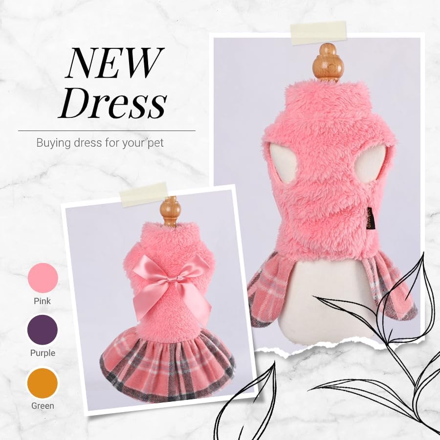 Ropa de invierno para perro, vestidos para cachorros para perros pequeños, vestido de vellón cálido para mascotas, abrigo para perro, abrigo para