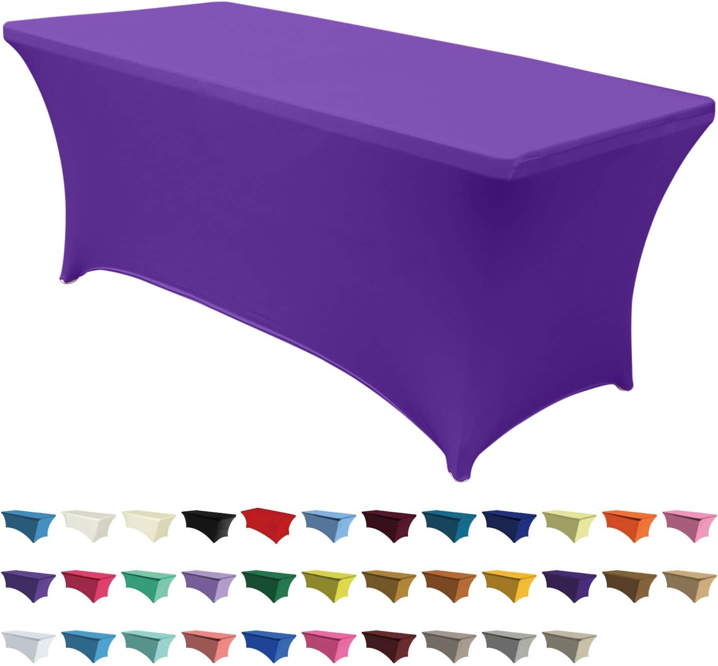 Abccanopy – Mantel de licra de 1.83 m para mesa Mantel de poliéster de más de 30 colores, de licra, elástico y decorativo, Poliéster, Púrpura