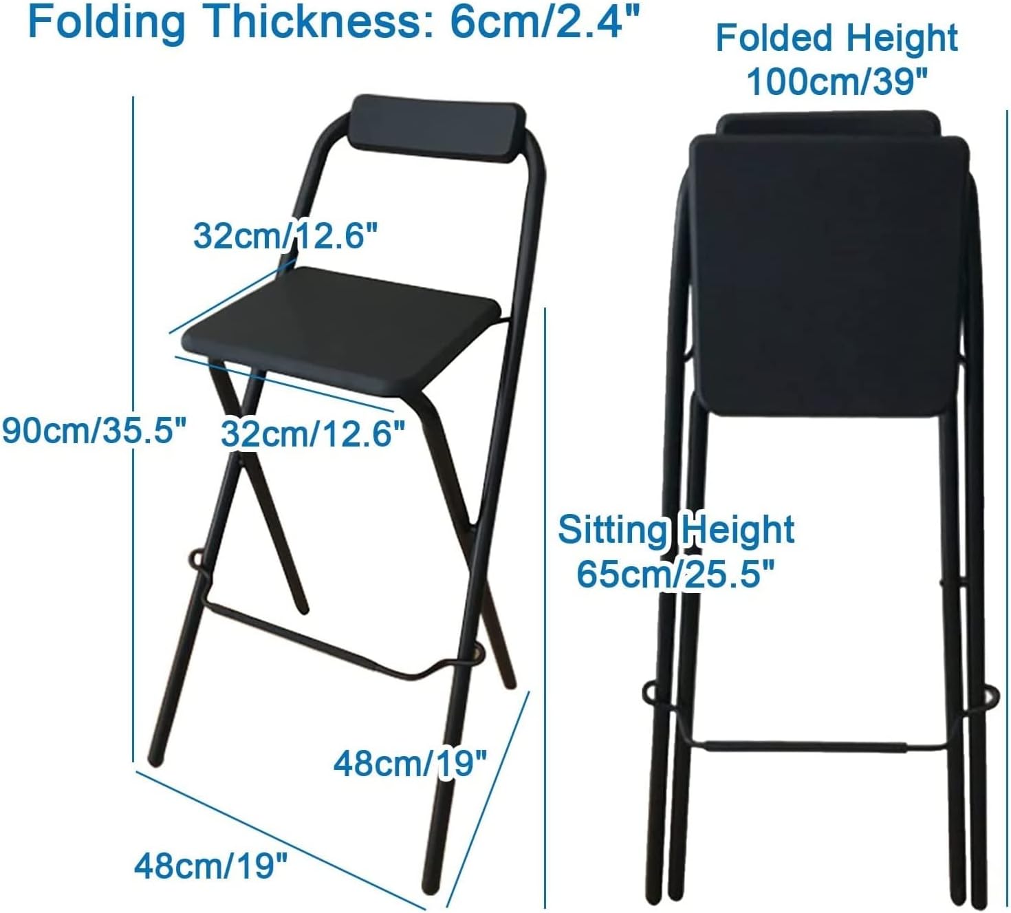 Modern Taburete de bar plegable con altura de mostrador para adultos, silla alta plegable para desayuno, taburete cuadrado de fiesta de oficina,