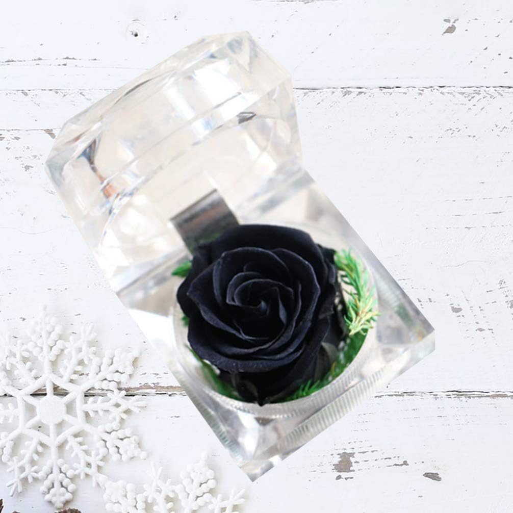 Gadpiparty Rosa preservada en una caja, regalo de rosa eterna en cúpula de cristal con cinta preservada para aniversario, cumpleaños, día de San