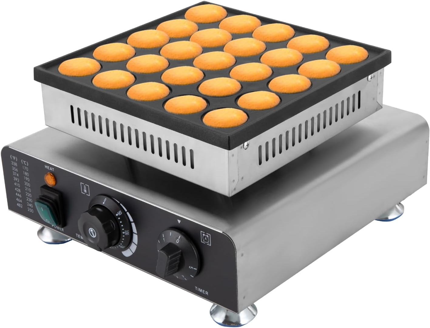 Mini máquina holandesa para panqueques, 25 piezas de panqueques antiadherente comercial, máquina eléctrica de acero inoxidable, para cocina casera,