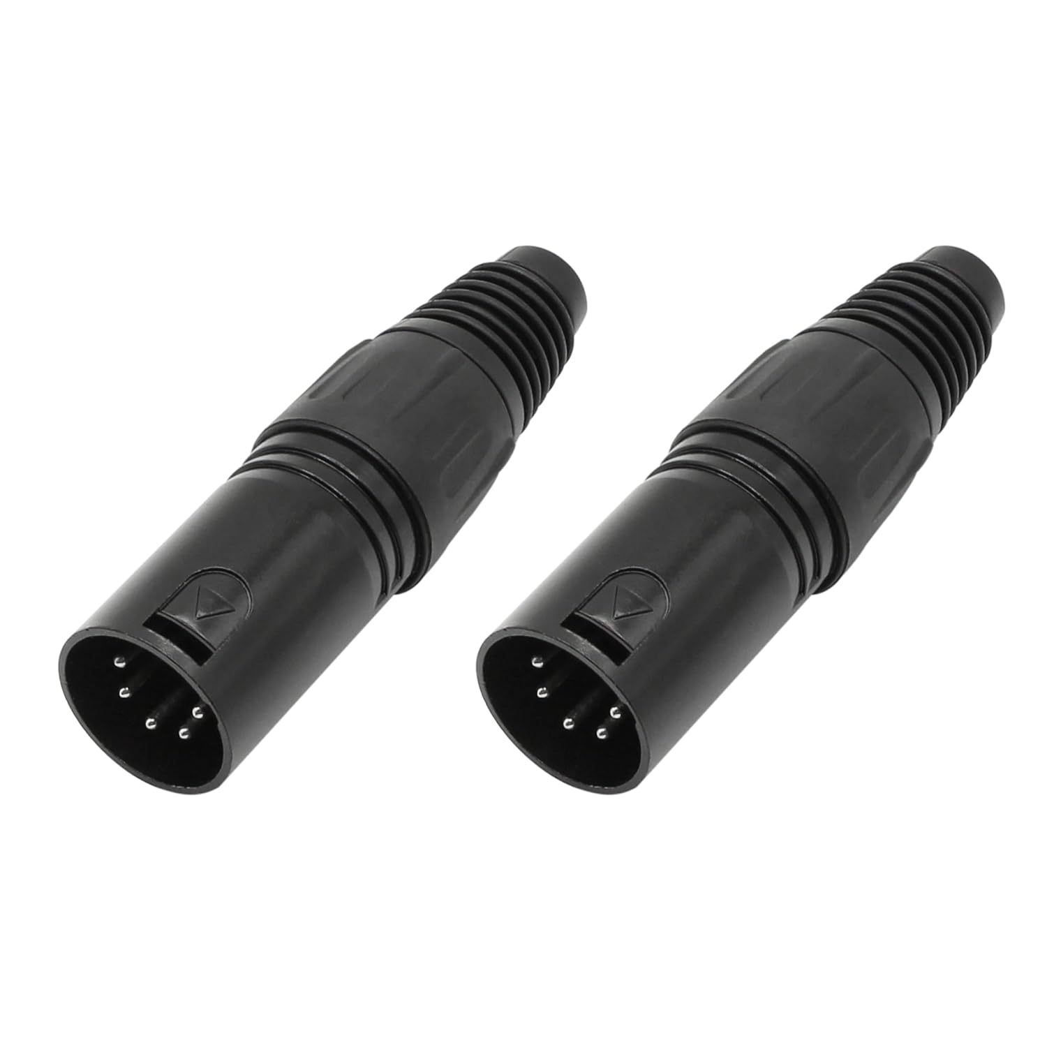 Conector de cable XLR de 5 pines XLR de 5 pines, conector macho de micrófono, conector de cable de micrófono, adaptador de audio, negro, paquete de 2