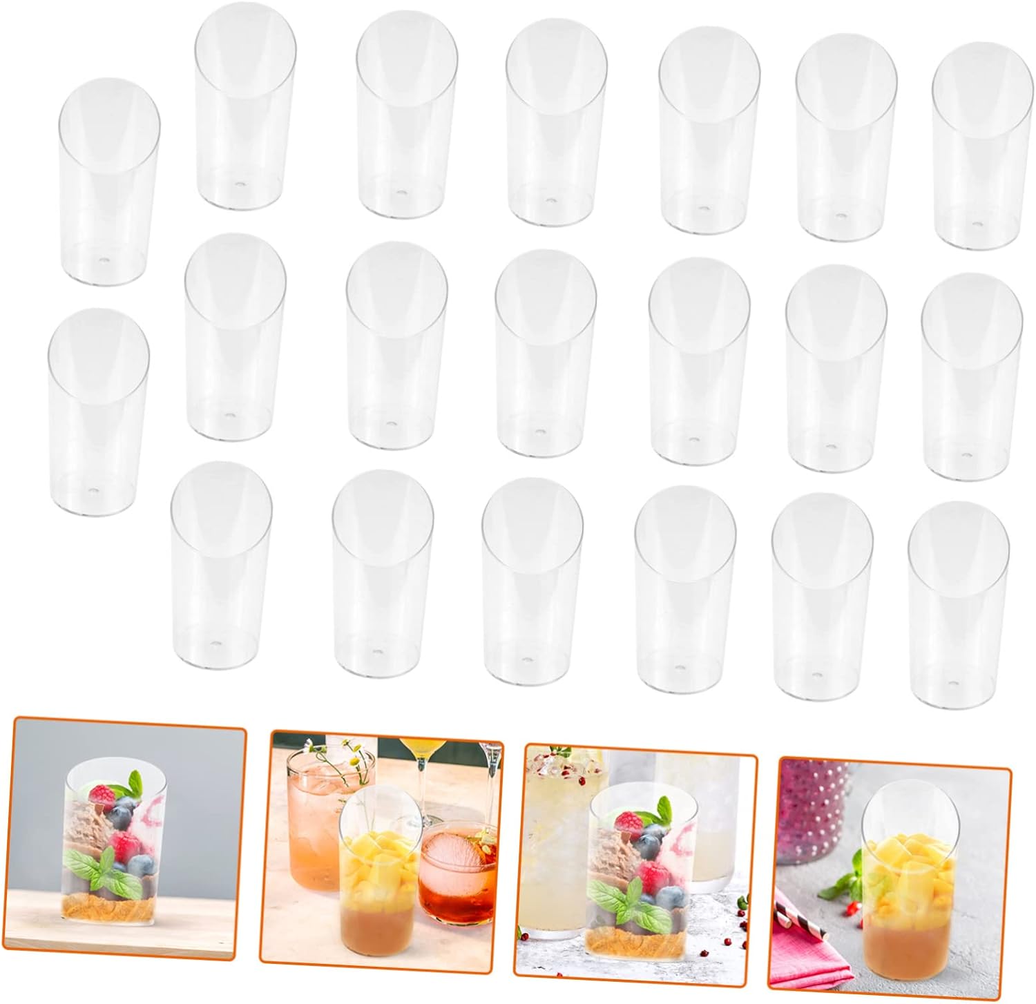 Zerodeko 60 tazas de pudín transparente vaso de plástico para aperitivos, tazas de degustación, tazones de aperitivo, vasos transparentes, tazones