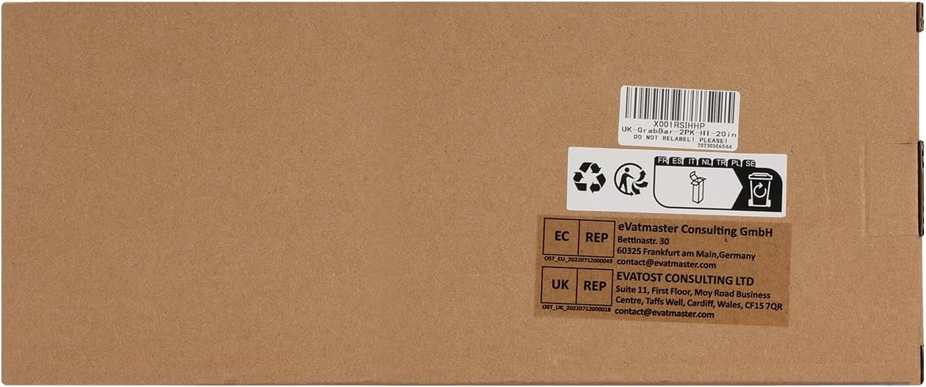 supregear – Paquete de 2 barras de agarre para baño, barra de seguridad negra de 20 pulgadas de longitud, mango antideslizante de acero inoxidable