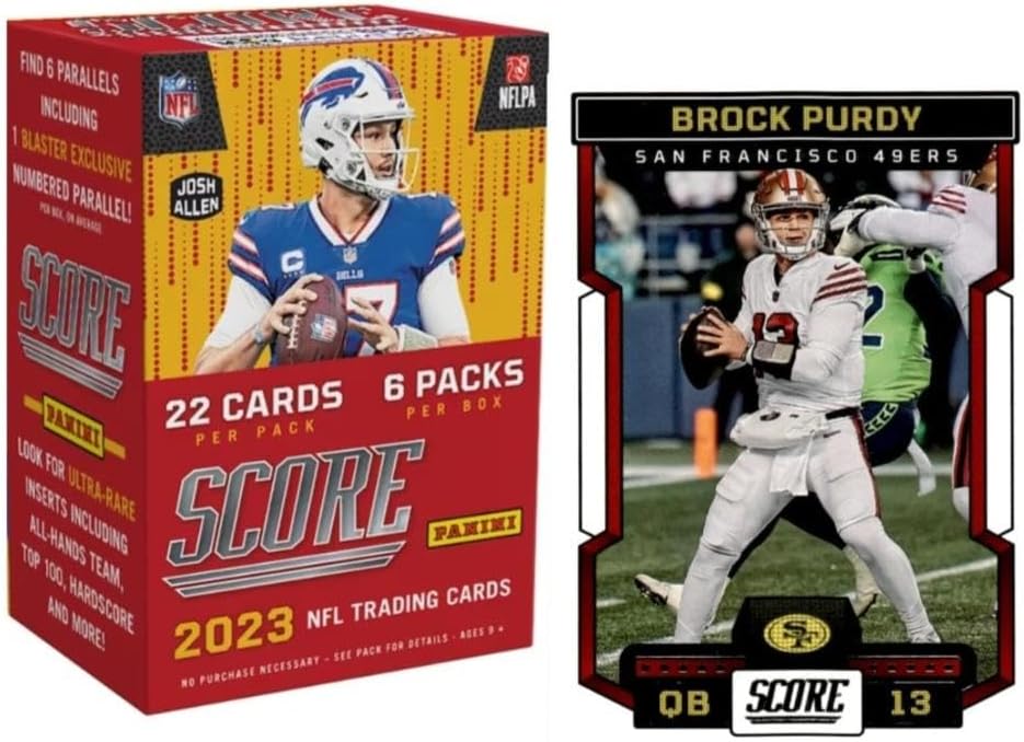 2023 Panini Score Football Blaster Box 6 Packs 132 Cards w 2023 Score San Francisco 49ers Team Set Gift Pack