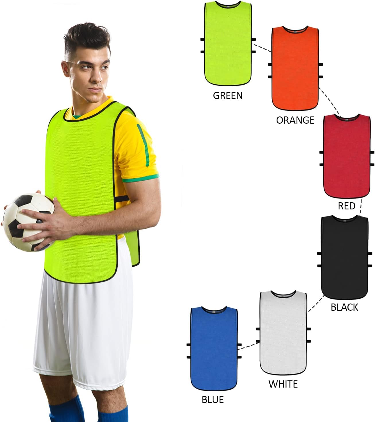 Chalecos de práctica de equipo de malla para niños, jóvenes, adolescentes y adultos para deportes (12 jerseys)