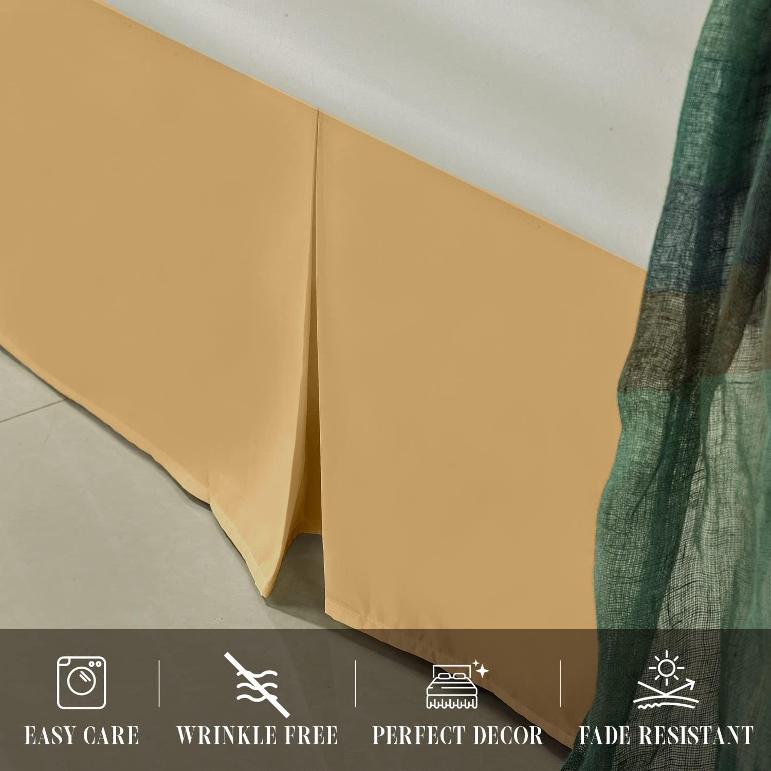 Elegant Comfort Falda de cama sólida de 1 pieza, calidad egipcia de 1500 hilos, diseño minimalista con un aspecto moderno, fácil cuidado, resistente
