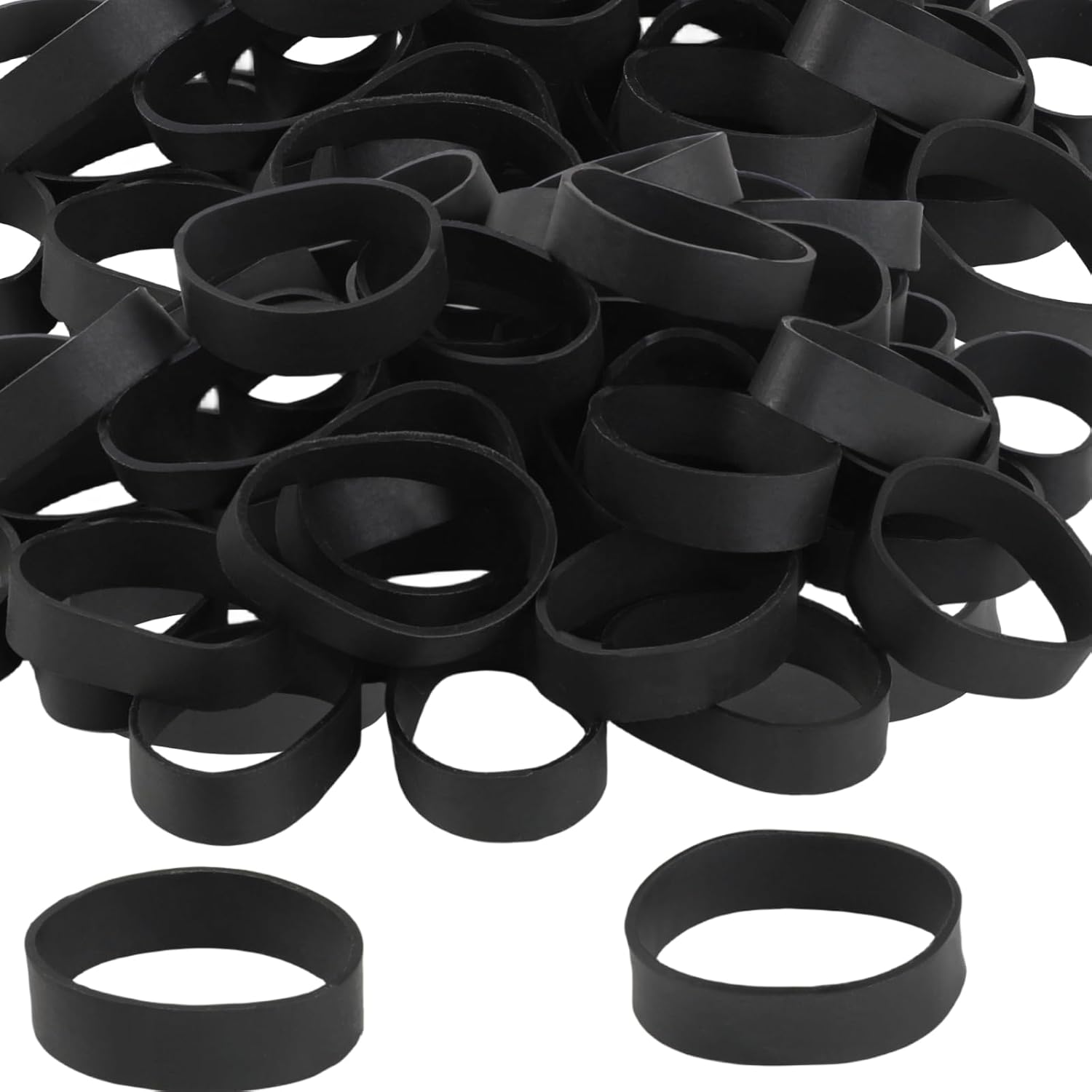 Bandas de goma tácticas tamaño #82 (2 12 pulgadas x 12 pulgadas), 100 bandas de goma negras extra anchas, pequeñas, gruesas, fuertes, resistentes al