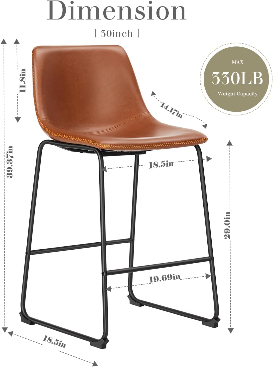 Juego de 4 sillas de comedor, sillas de cocina y comedor, sillas de bar sin brazos de 26 pulgadas, sillas de comedor modernas de mediados de siglo