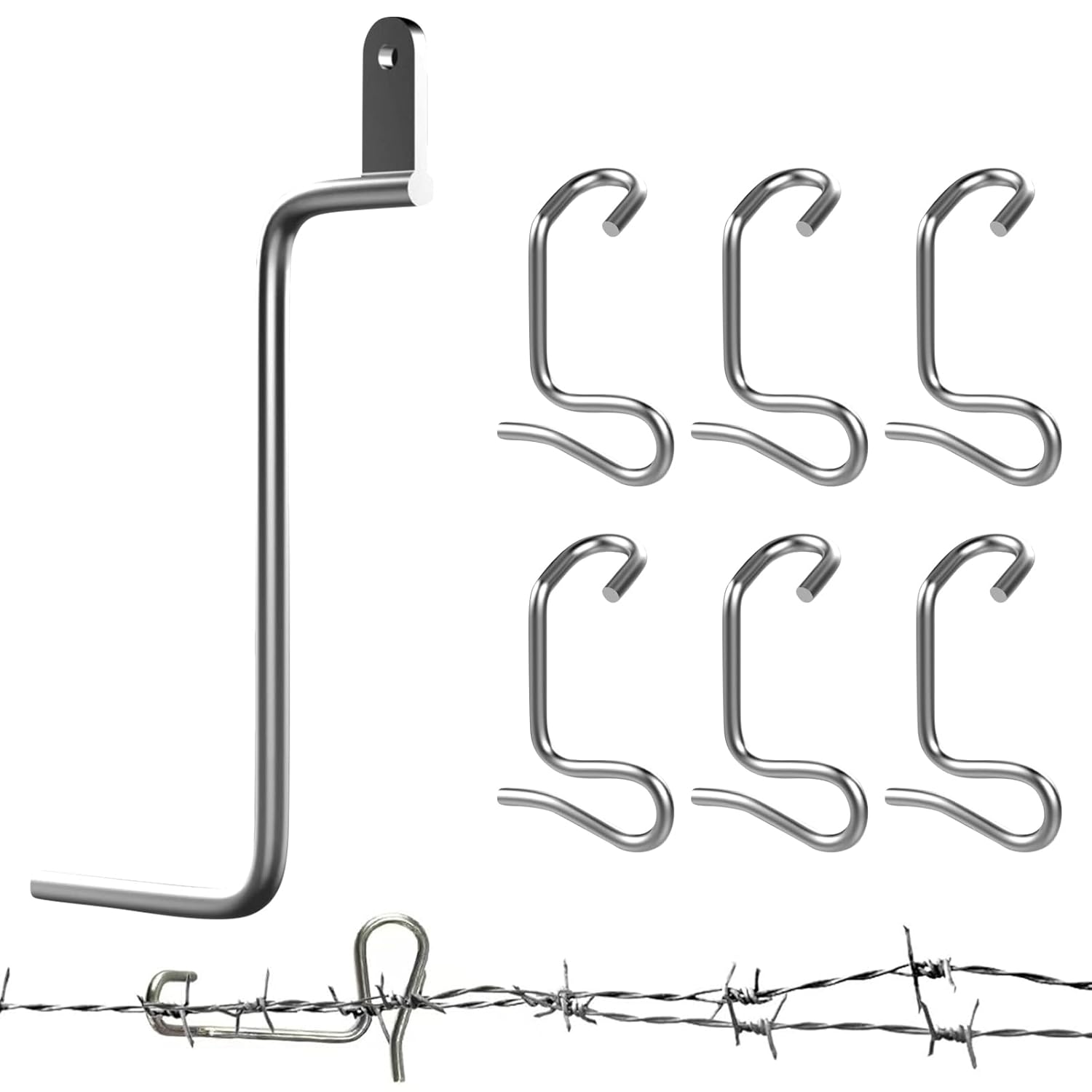 Tensor de alambre de cerca, 35 piezas + mango de apriete, herramienta de tensión de alambre de valla para alambre de púas, tensores de alambre de