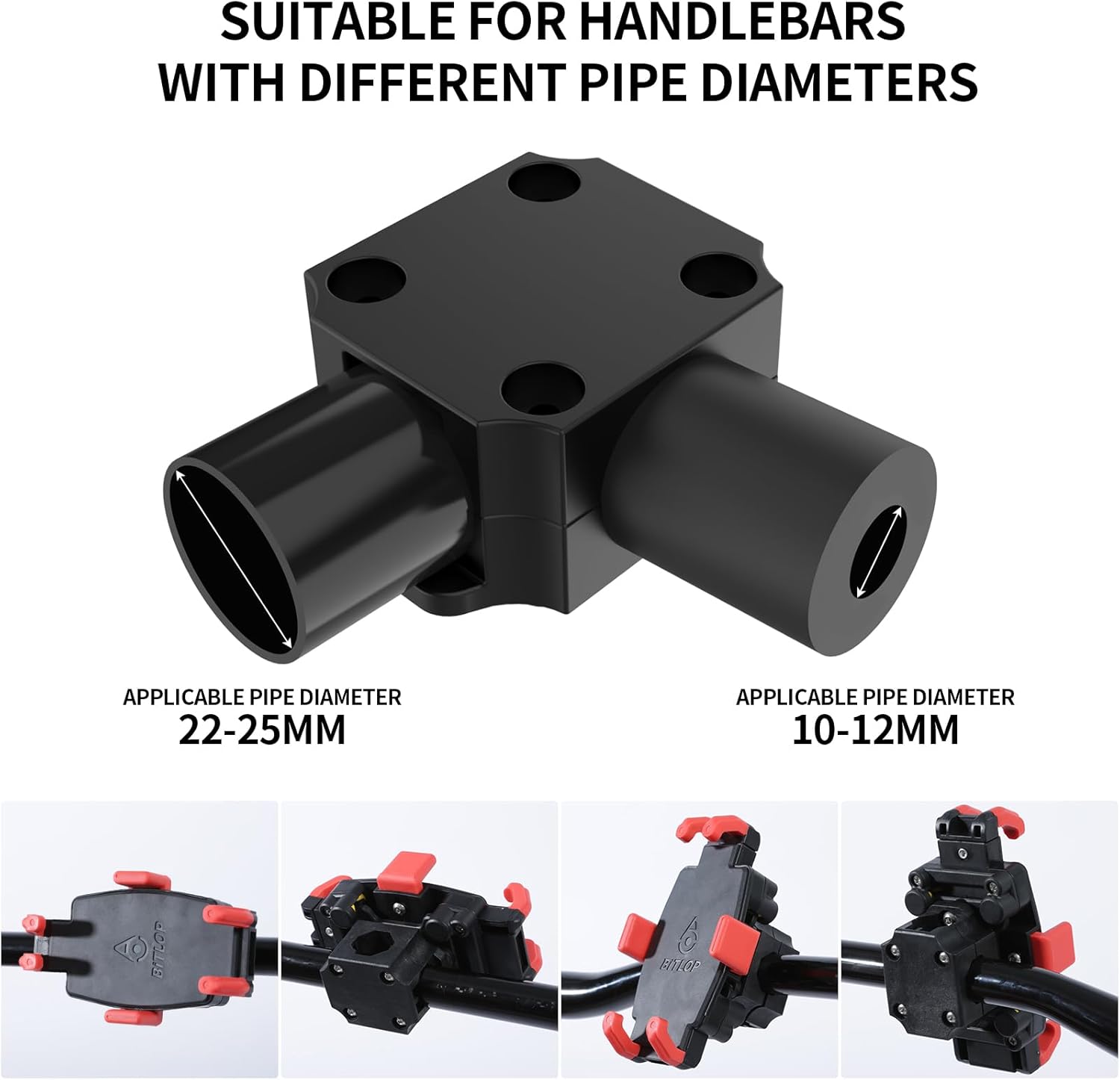 Soporte de teléfono para motocicleta con amortiguador de vibraciones, soporte de teléfono de motocicleta de 360 para 4.7″-7.1″, nailon súper estable