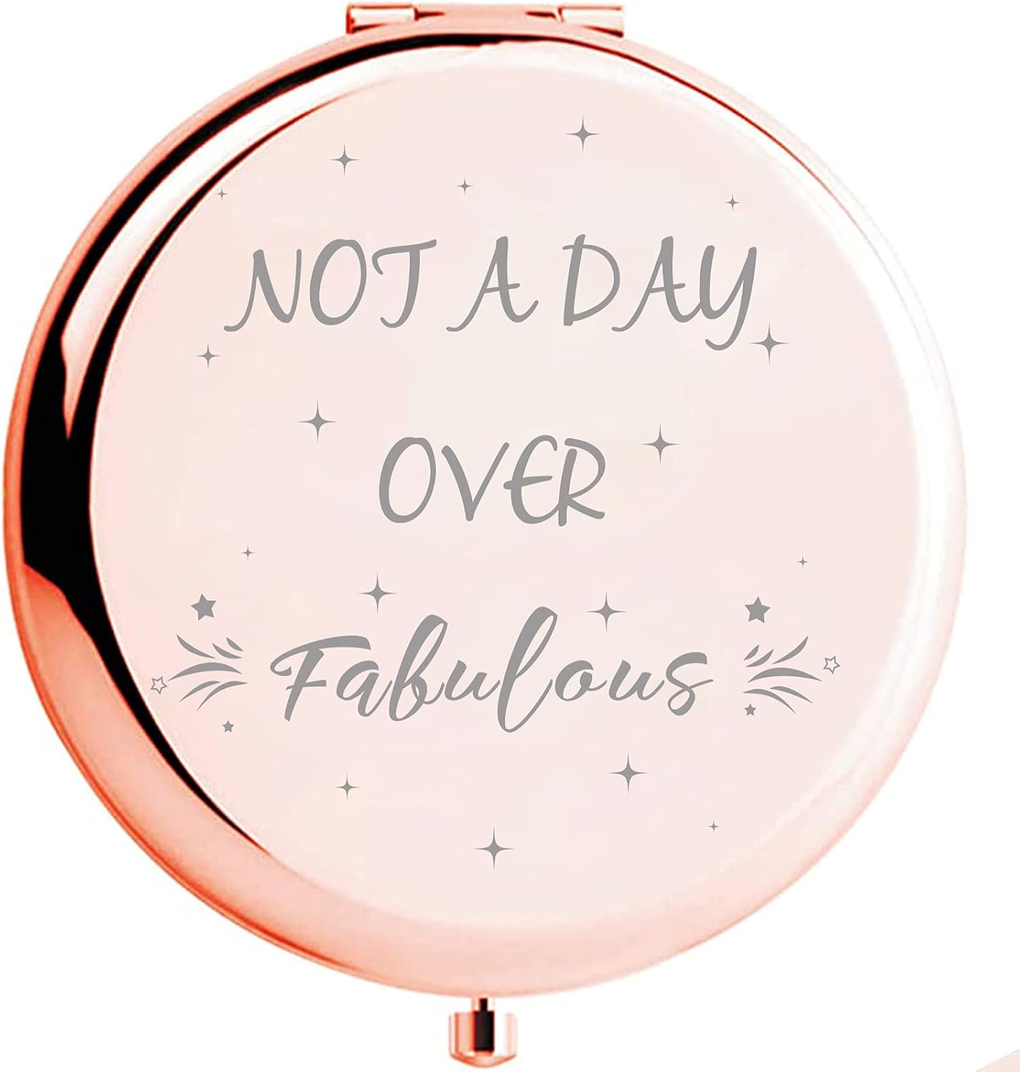 ZOORON Regalos divertidos para mujeres I ‘Not a Day Over Fabulous’ espejo compacto de oro rosa I divertidas ideas de regalos para mujeres para