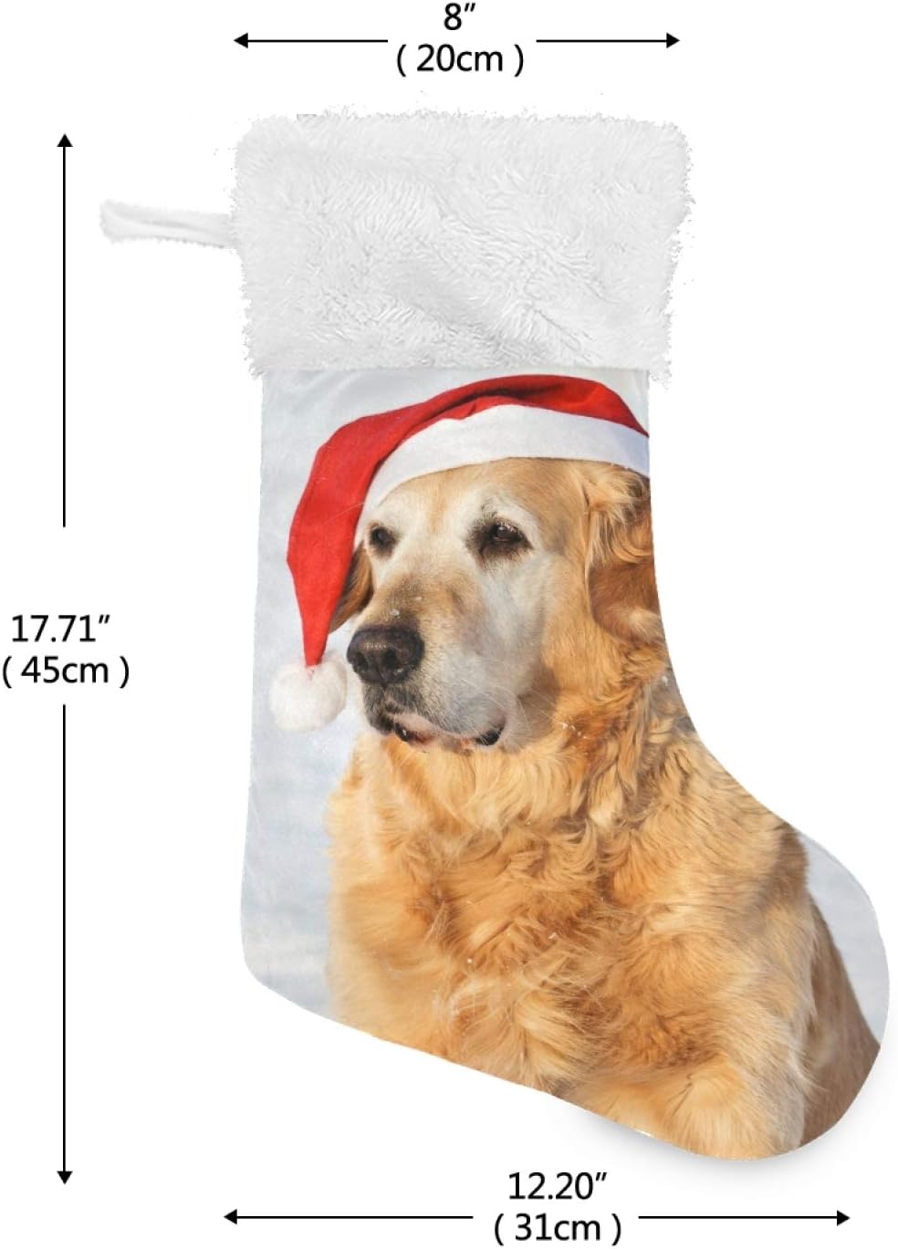 ALAZA Medias de Navidad Golden Retriever Dog As Santa Klaus clásicas personalizadas, decoraciones de medias grandes para la temporada de vacaciones