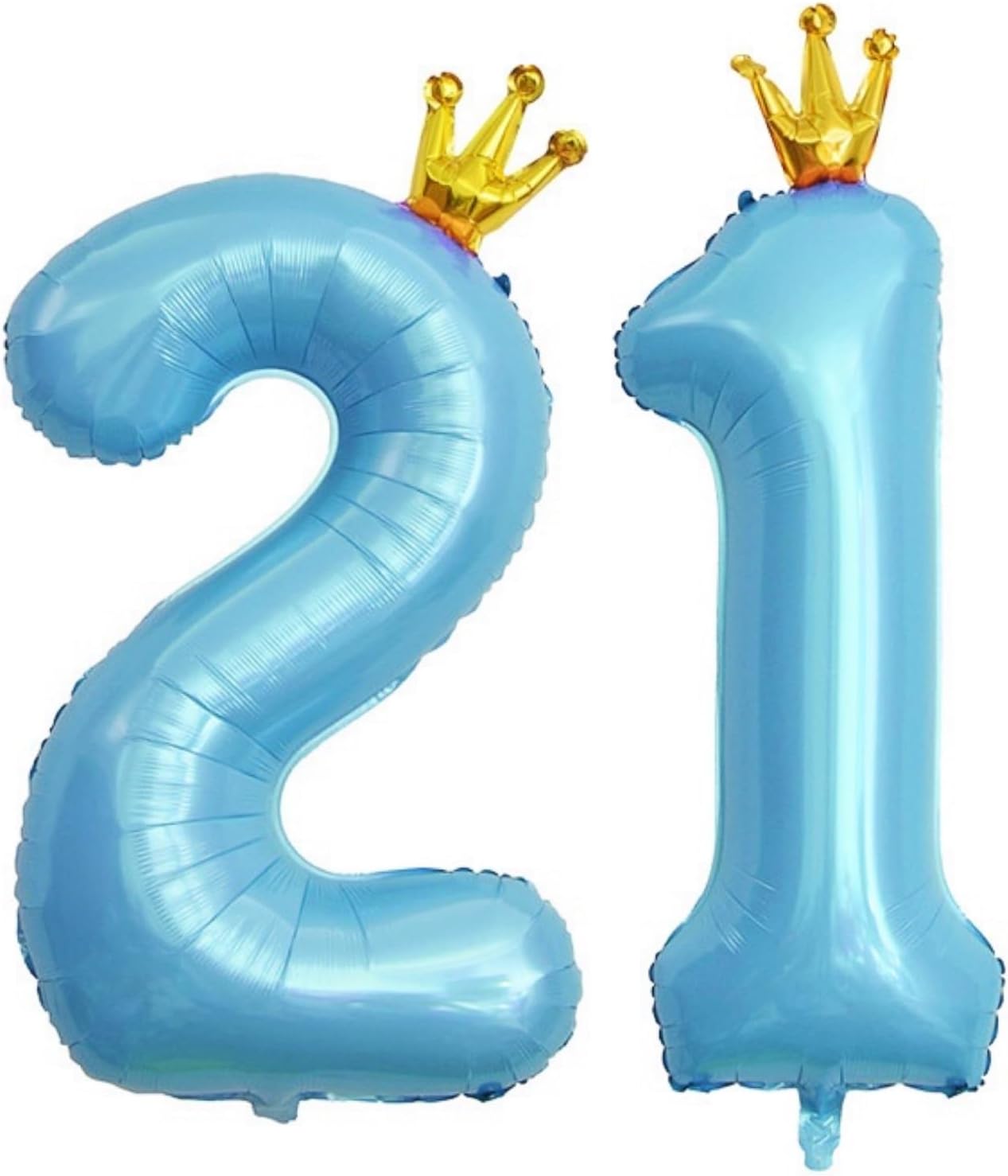 Globo azul del número 12 de 40 pulgadas con corona, globos de aluminio grandes de helio del número 21, decoraciones de cumpleaños 12 y decoraciones