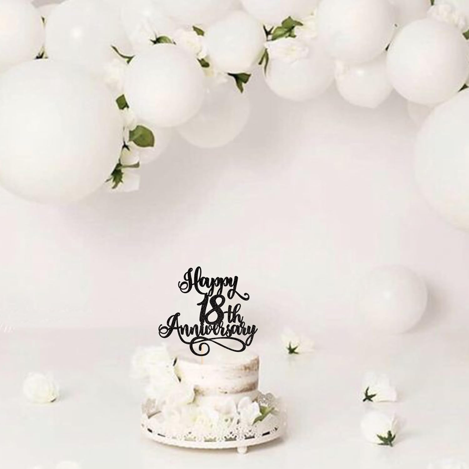 1 paquete de 1 decoración para tartas con purpurina para cumpleaños de 18 años, decoración para pasteles de aniversario de boda, cumpleaños, boda,