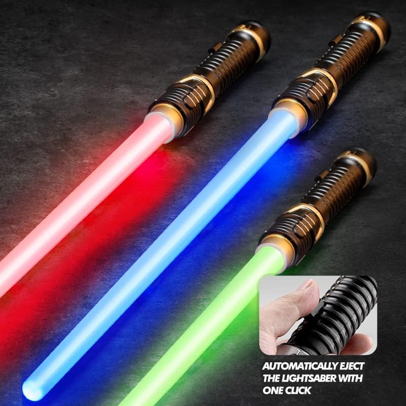 Sable emisor de luz emergente 2 en 1, juego de sables de luz retráctil, láser dual LED, mango realista para niños para el guerrero de la galaxia,