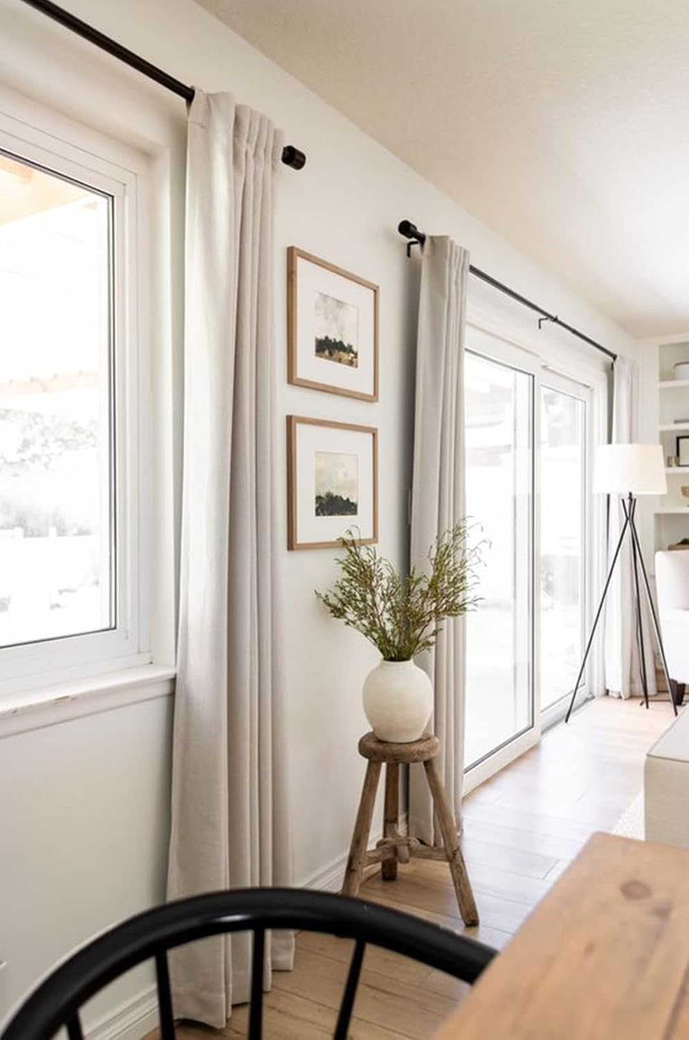 100% Blackout Shield Cortinas opacas de lino para dormitorio de 72 pulgadas de largo, con pestaña trasera, bolsillo para barra, cortinas para sala