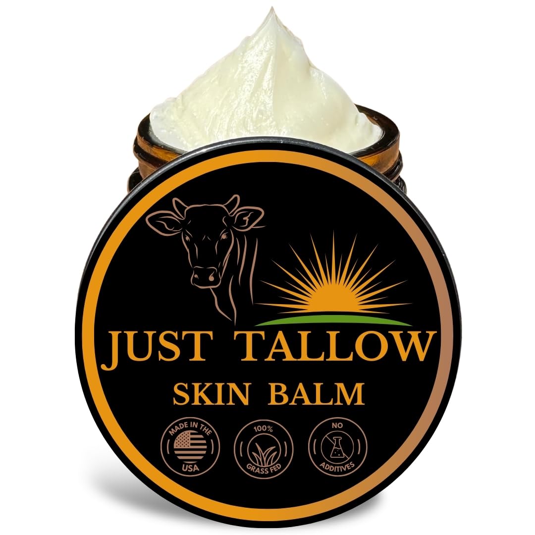 Earthborn Organics Just Tallow – Bálsamo batido 100% alimentado con pasto con pasto para el cuidado de la piel, hidratante de cuerpo completo y cara