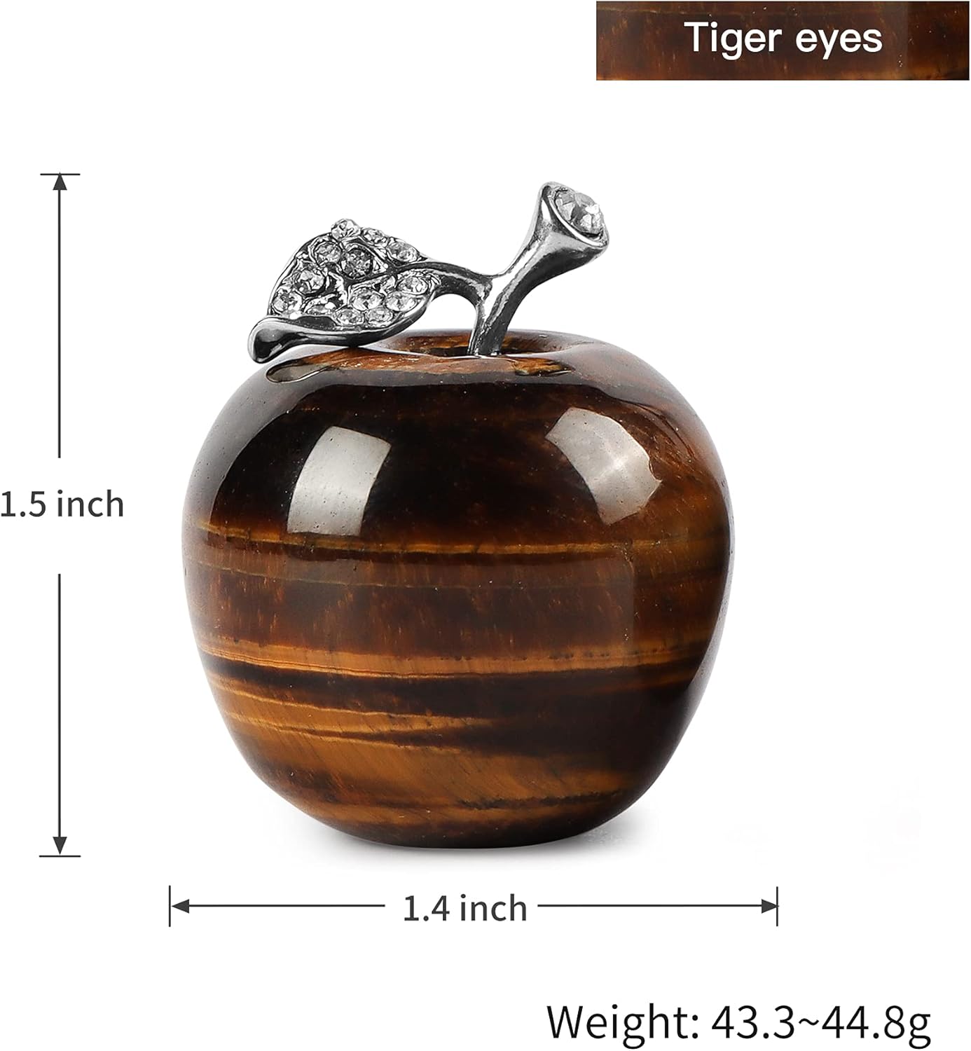 Artistone Pisapapeles de cristal de manzana, decoración artesanal de ojo de tigre, piedra curativa natural, figuras coleccionables de manzana para