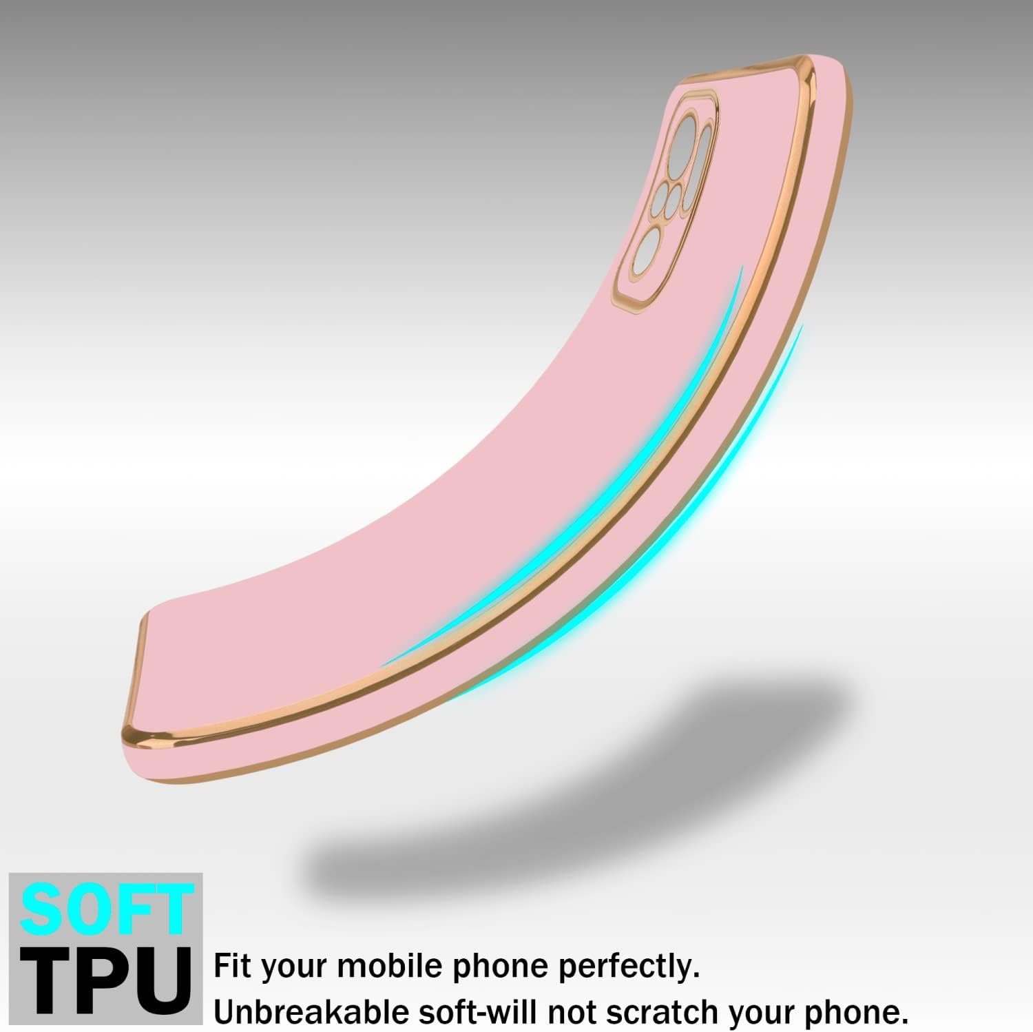 Funda compatible con Xiaomi RedMi Note 10 4GRedMi Note 10S en rosa brillante – Oro – Funda protectora hecha de silicona TPU flexible y con