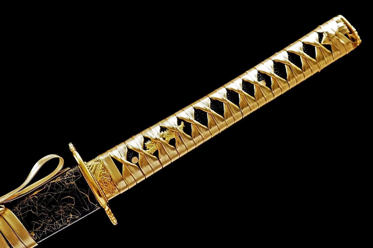 Espada samurái japonesa T1095 forjada a mano de acero de alto carbono, Katana negra y morada, hoja de espiga completa, lista para combatir