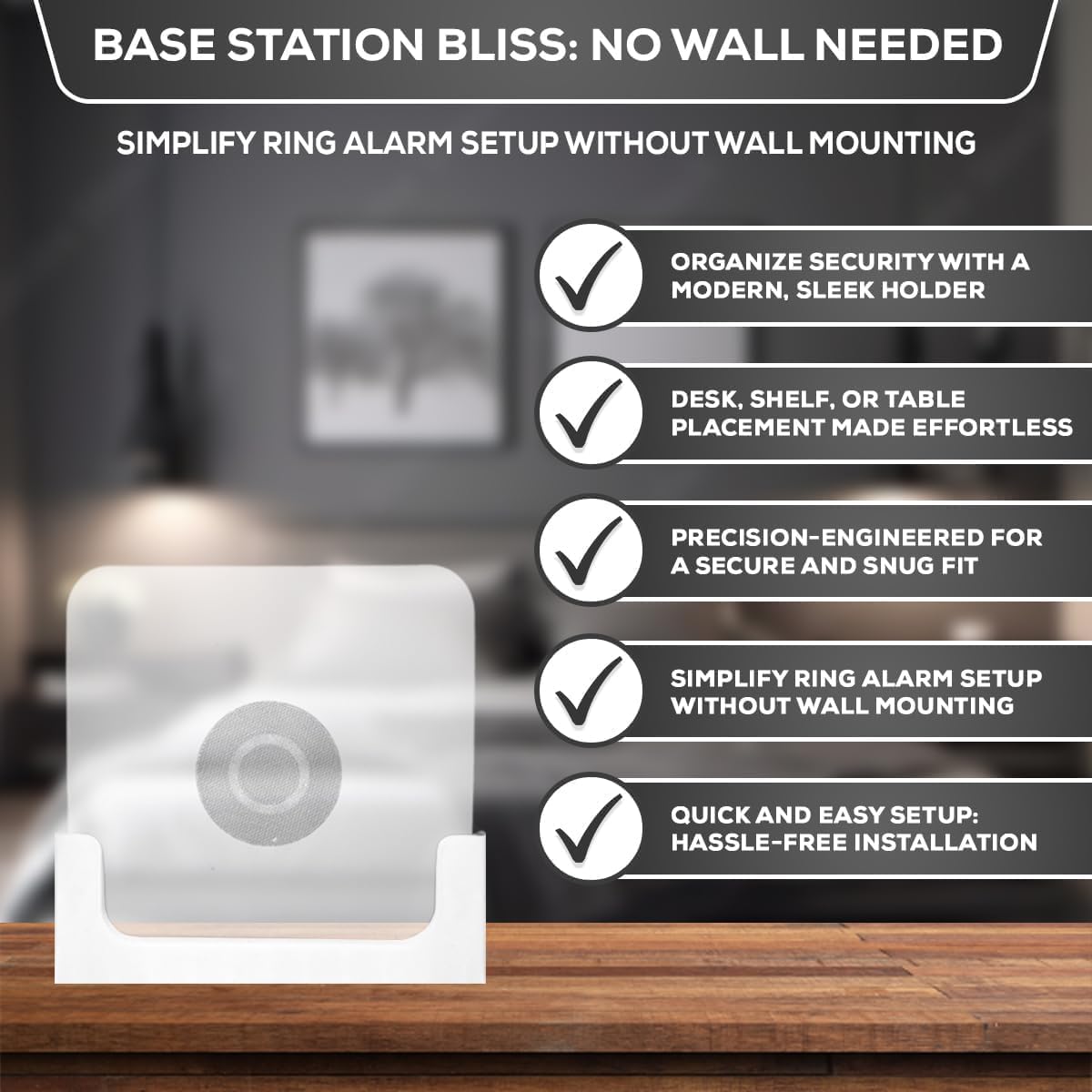 Soporte para estación base de anillo, soporte base seguro y estable compatible con estación base de alarma de anillo, fácil instalación, colocación