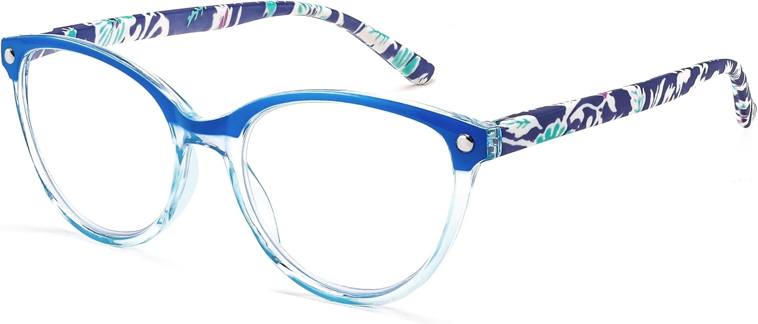 FEISEDY Gafas de lectura ojo de gato bloqueo de luz azul lectores anti fatiga ocular con bisagra de resorte B0043