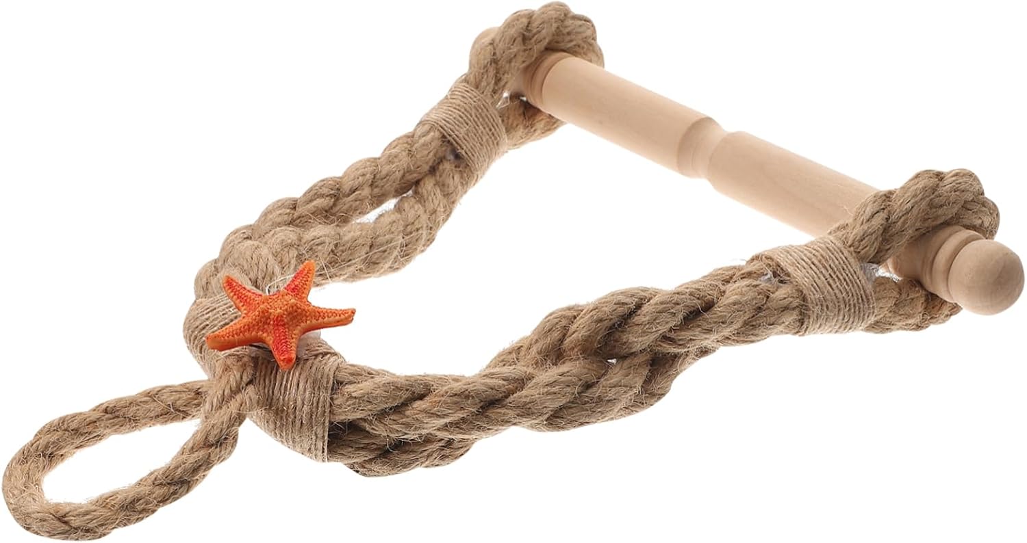 HOMSFOU Soporte para toallas de papel de cordel, soporte rústico para toallas de mano, soporte de papel higiénico de granja, anillo para toallas de