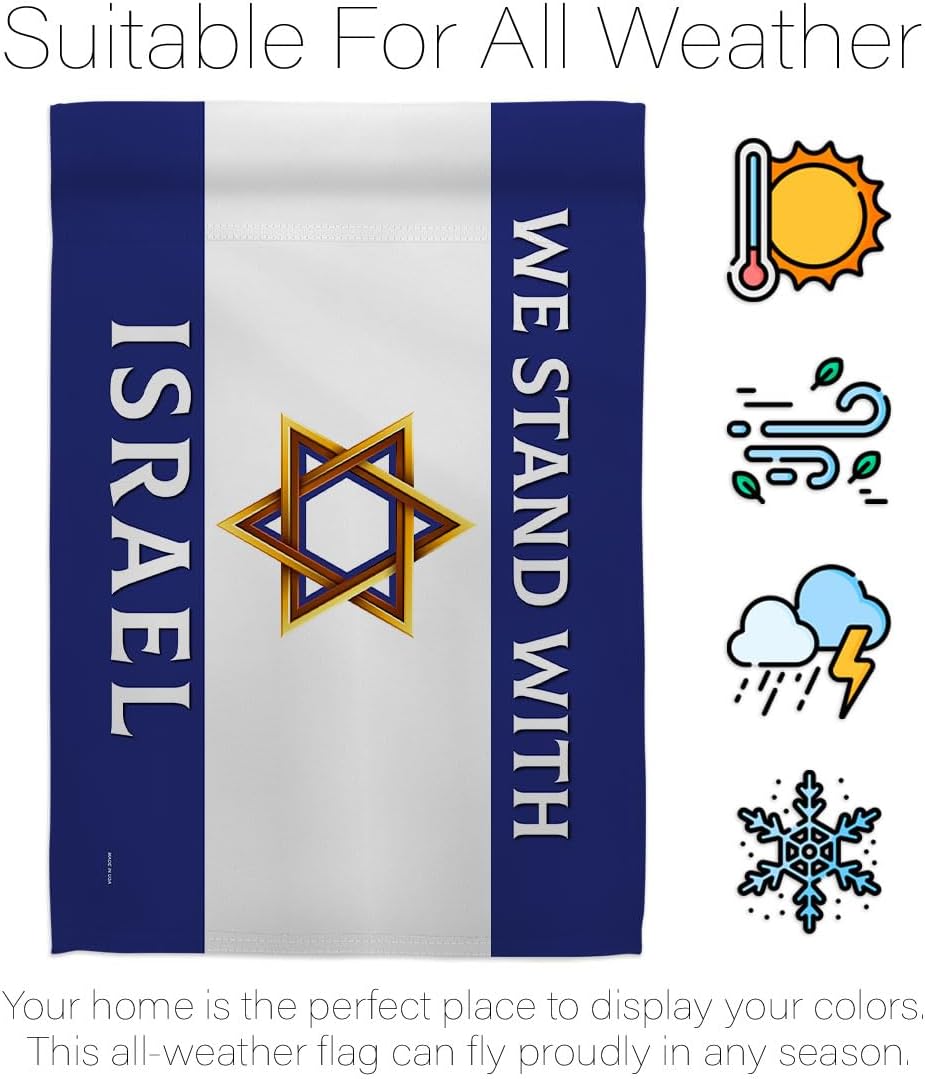 We Stand with Israel American Flags Pack Tapiz Wall Room – Póster al aire libre Bandera de Israelí Campsite Home Banner Interior Cementerio Grave