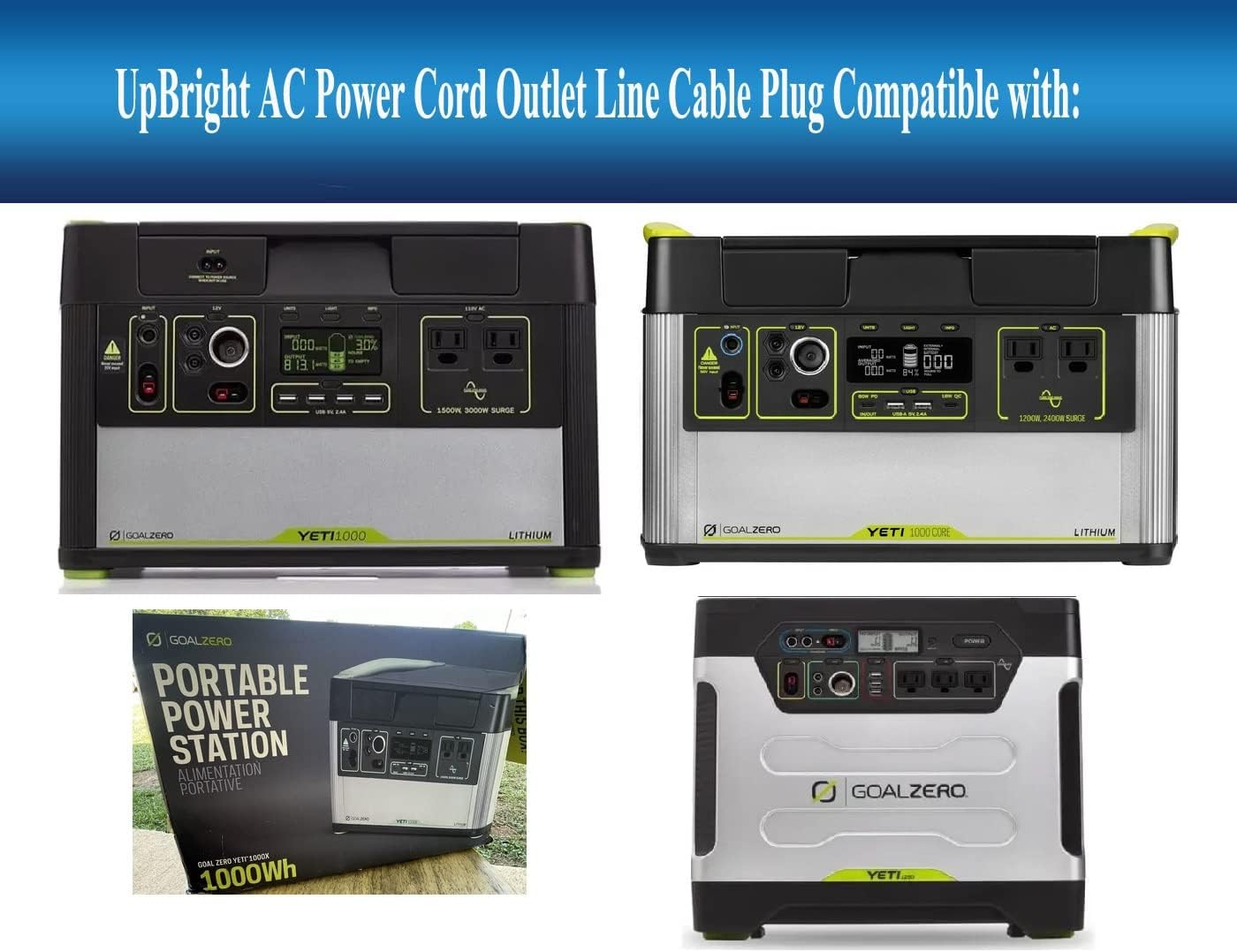 UpBright Adaptador de CC para automóvil compatible con Goal Zero GoalZero YETI1000 Lithium YETI 1000 Core 1000X 1250 Yeti1250 Generador solar