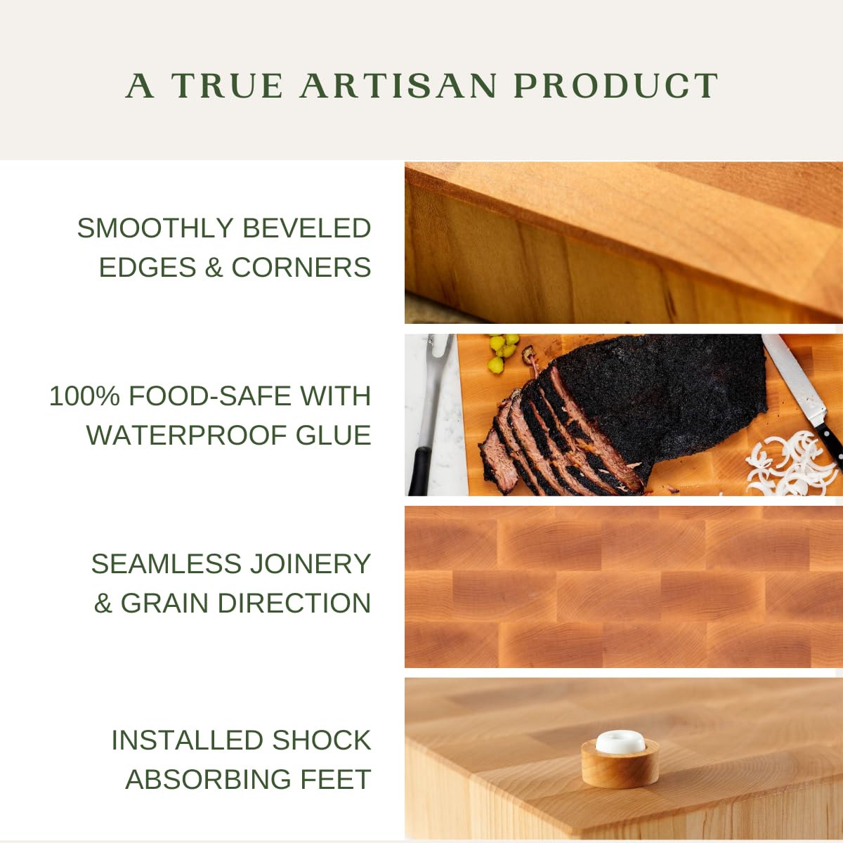Maple End Grain Cutting Board – Premium, Hand Crafted End Grain Wood Cutting Board for Kitchen – Butcher Block – Handmade Cutting Board (Large)