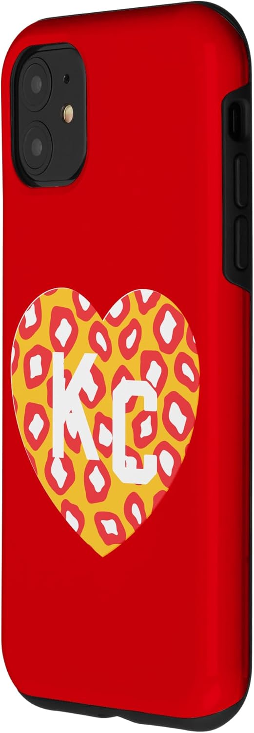 Carcasa para iPhone 11 KC Heart RedYellow Animal Print Kansas City Hearts Kc Heart