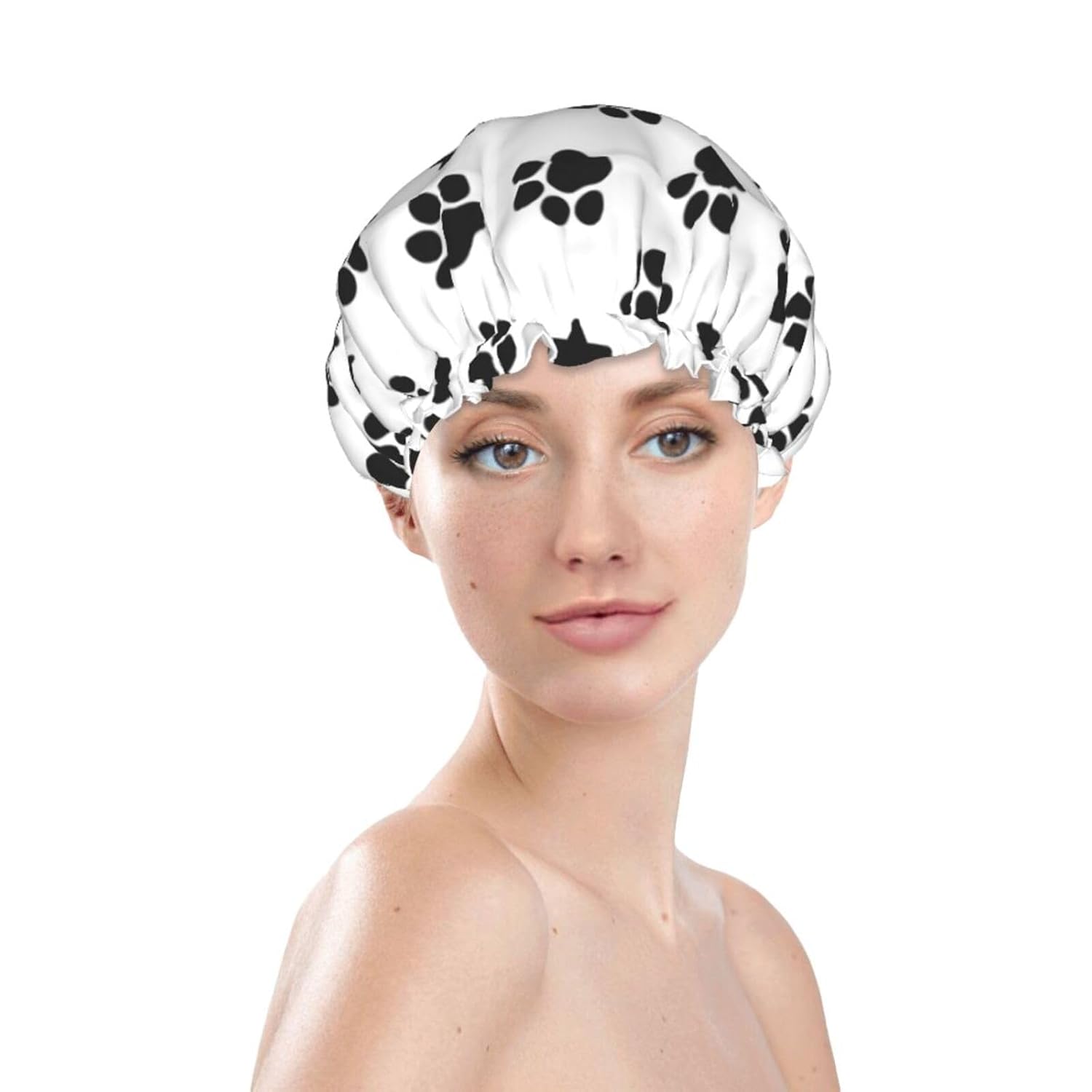 Lindo gorro de ducha impermeable de doble capa para perros, adecuado para todos los tamaños de cabeza