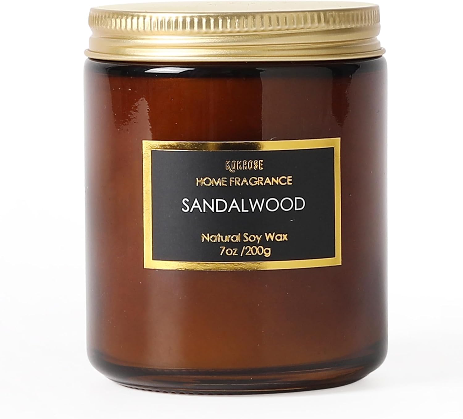Vela de sándalo en tarro marrón de aromaterapia, cera de soja 100% natural, bonita vela para aliviar el estrés para mujeres, vela de sándalo para