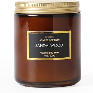 Vela de sándalo en tarro marrón de aromaterapia, cera de soja 100% natural, bonita vela para aliviar el estrés para mujeres, vela de sándalo para Vela de sándalo en tarro marrón de aromaterapia, cera de soja 100% natural, bonita vela para aliviar el estrés para mujeres, vela de sándalo para