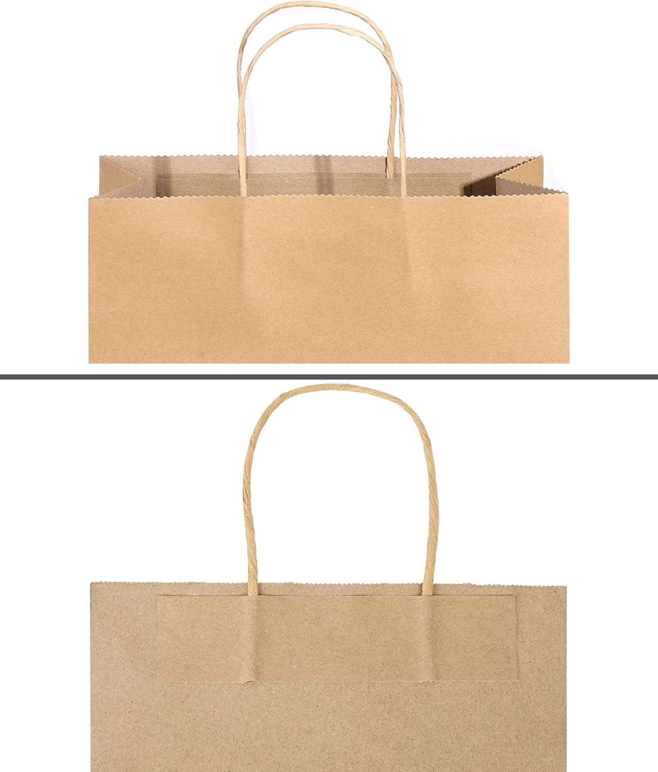CAYUENG Bolsas de papel kraft de 10 x 5 x 13 pulgadas, 100 bolsas de regalo marrones con asas, bolsas de papel liso para compras, bolsas de papel