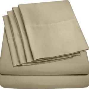 Juego de sábanas de 4 piezas de 1,500 hilos de microfibra de cepillado fino con bolsillo profundo – 1 funda de almohada extra, paquete económico, Juego de sábanas de 4 piezas de 1,500 hilos de microfibra de cepillado fino con bolsillo profundo – 1 funda de almohada extra, paquete económico,