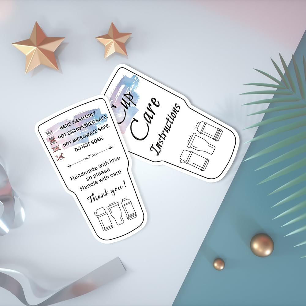 Paquete de 240 tarjetas de instrucciones de cuidado del vaso, tarjeta de dirección del cliente para vaso, taza, taza, pequeña empresa, propietario