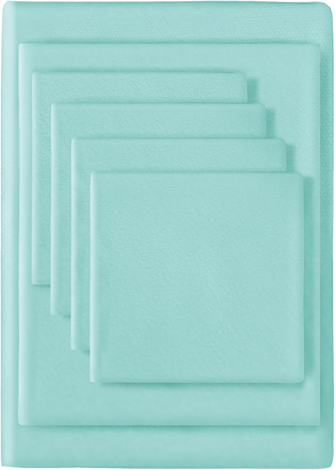 KARTIO Juego de 6 sábanas de microfibra súper suave de 1800 hilos, tamaño individual, color azul aguamarina
