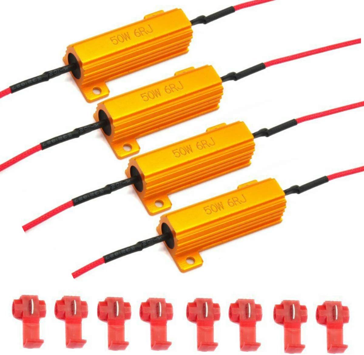 AIRKOUL 4 unidades de 50 W 6 ohmios de carga de resistencia de carga de bombilla LED rápida hiperflash intermitente intermitente código de error