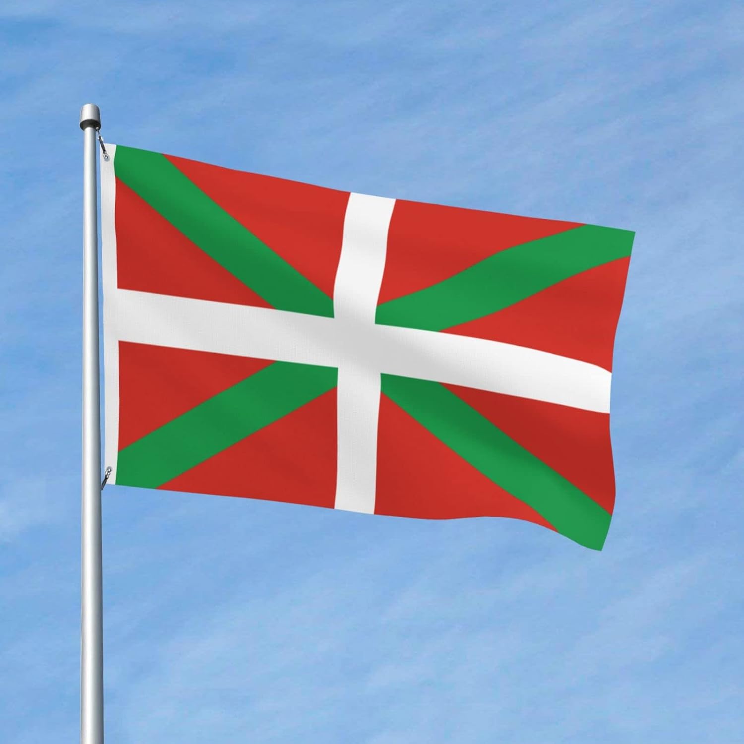 Bandera del País Vasco de doble cara de 3 x 5 pies, banderas para exteriores, banderas decorativas duraderas para interiores y patio, banderas