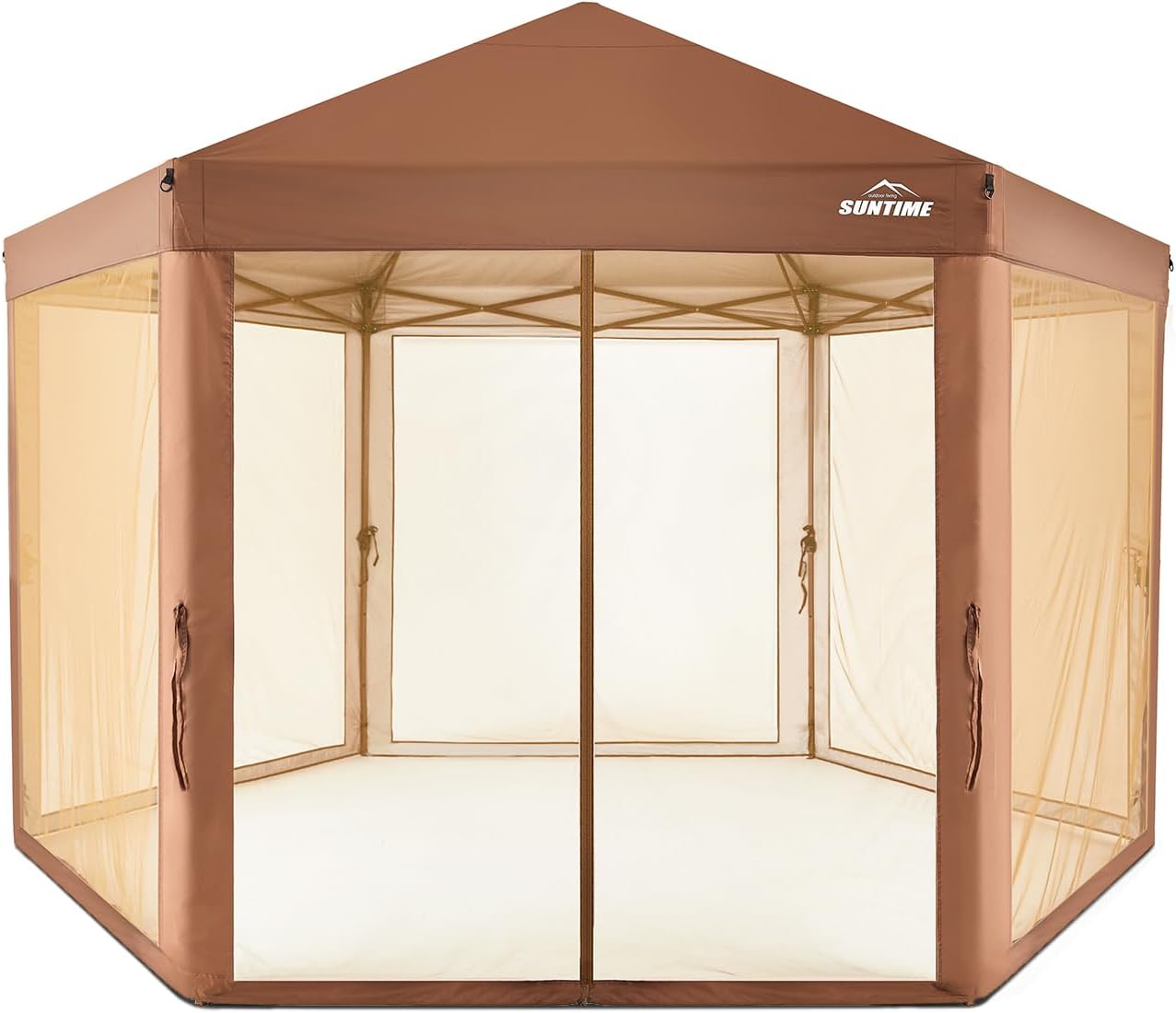 OUTDOOR LIVING SUNTIME Gazebo hexagonal para patio al aire libre, toldo instantáneo emergente, carpa de campaña para fiesta de jardín, patio