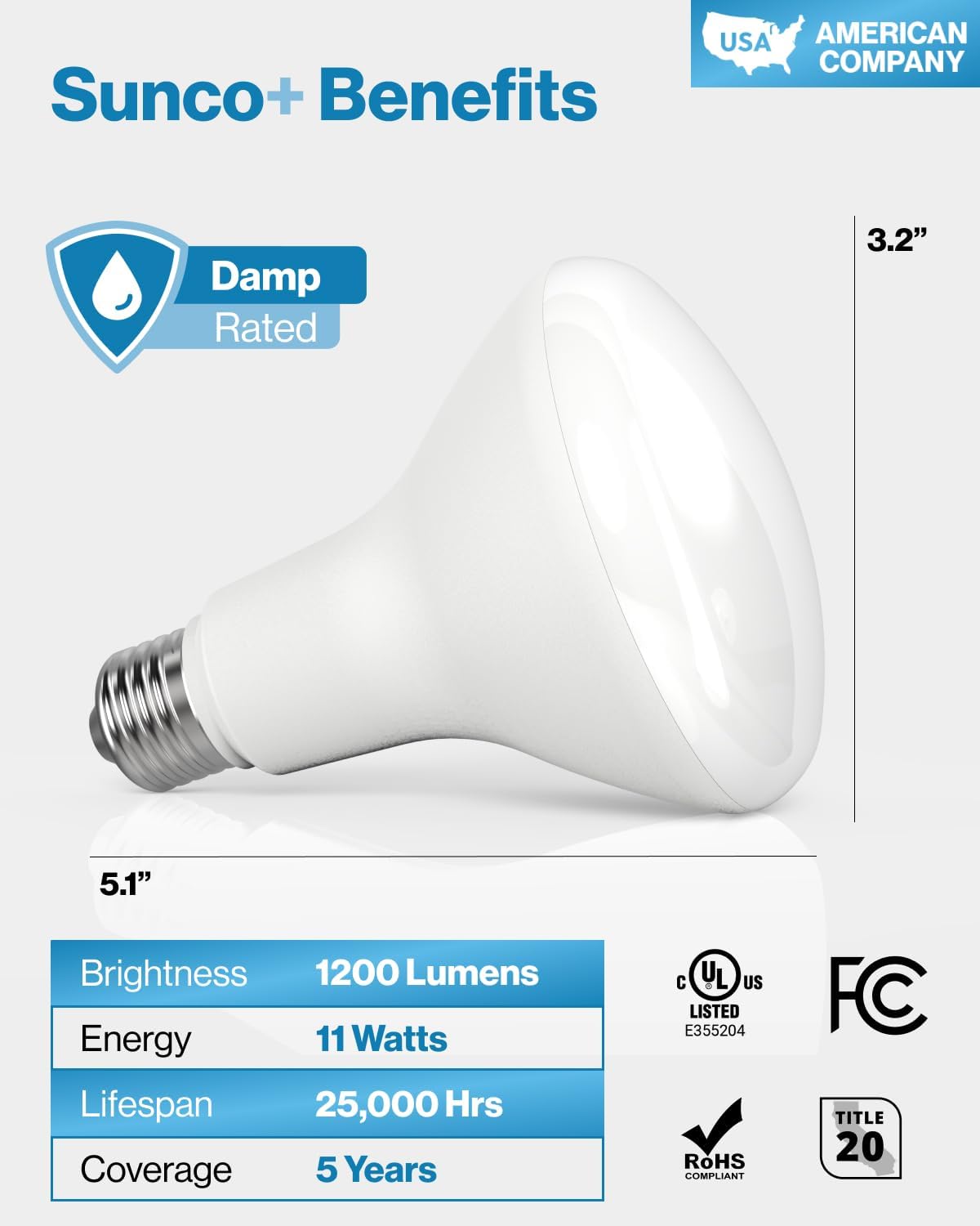 Sunco – Paquete de 12 bombillas LED BR30, alto rendimiento de 1200 LM, luces de inundación para interiores, equivalente a 11 W, 65 W, 3000 K