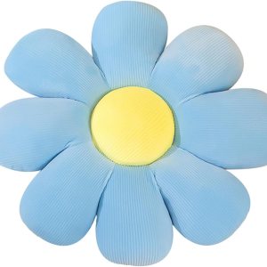 Cojín de asiento de flor de margarita, almohada de lectura de flores suaves, cojín de felpa para respaldo de silla, decoración para niñas (azul, Cojín de asiento de flor de margarita, almohada de lectura de flores suaves, cojín de felpa para respaldo de silla, decoración para niñas (azul,