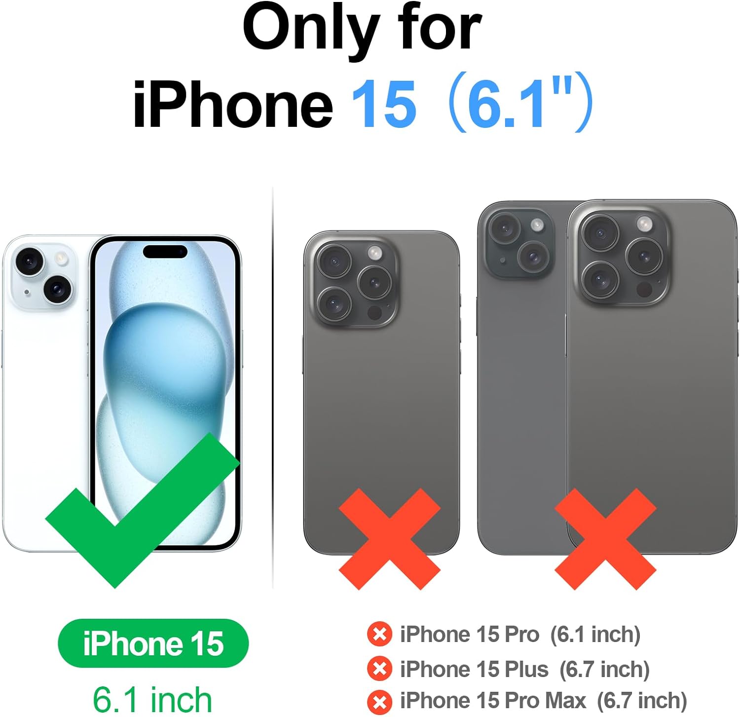Antsturdy Funda tipo cartera compatible con iPhone 15 para mujer con bloqueo RFID, funda cruzada de piel sintética con cremallera y correa para la