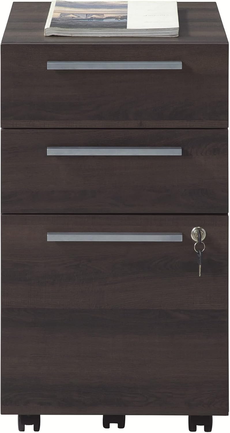 Realspace Trezza – Archivador móvil vertical de 19 pulgadas D con 3 cajones, nogal cálido