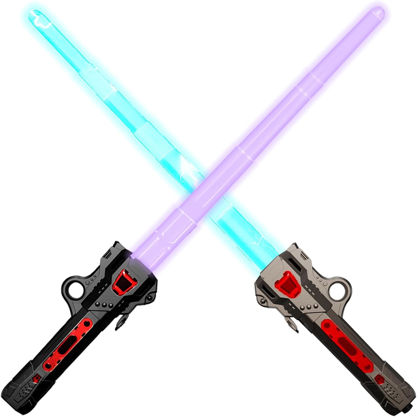Paquete de 2 sables de luz para niños, sables de luz de duelo FX de 7 colores con efectos de sonido sensibles al movimiento, espada de luz
