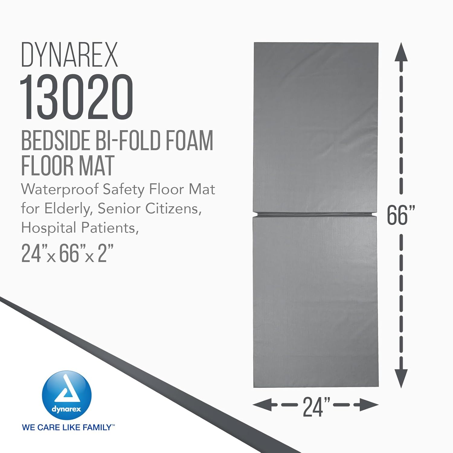 Dynarex Tapete de espuma biplegable para mesita de noche, tapete de seguridad impermeable para pacientes ancianos y hospitalarios, almohadilla de