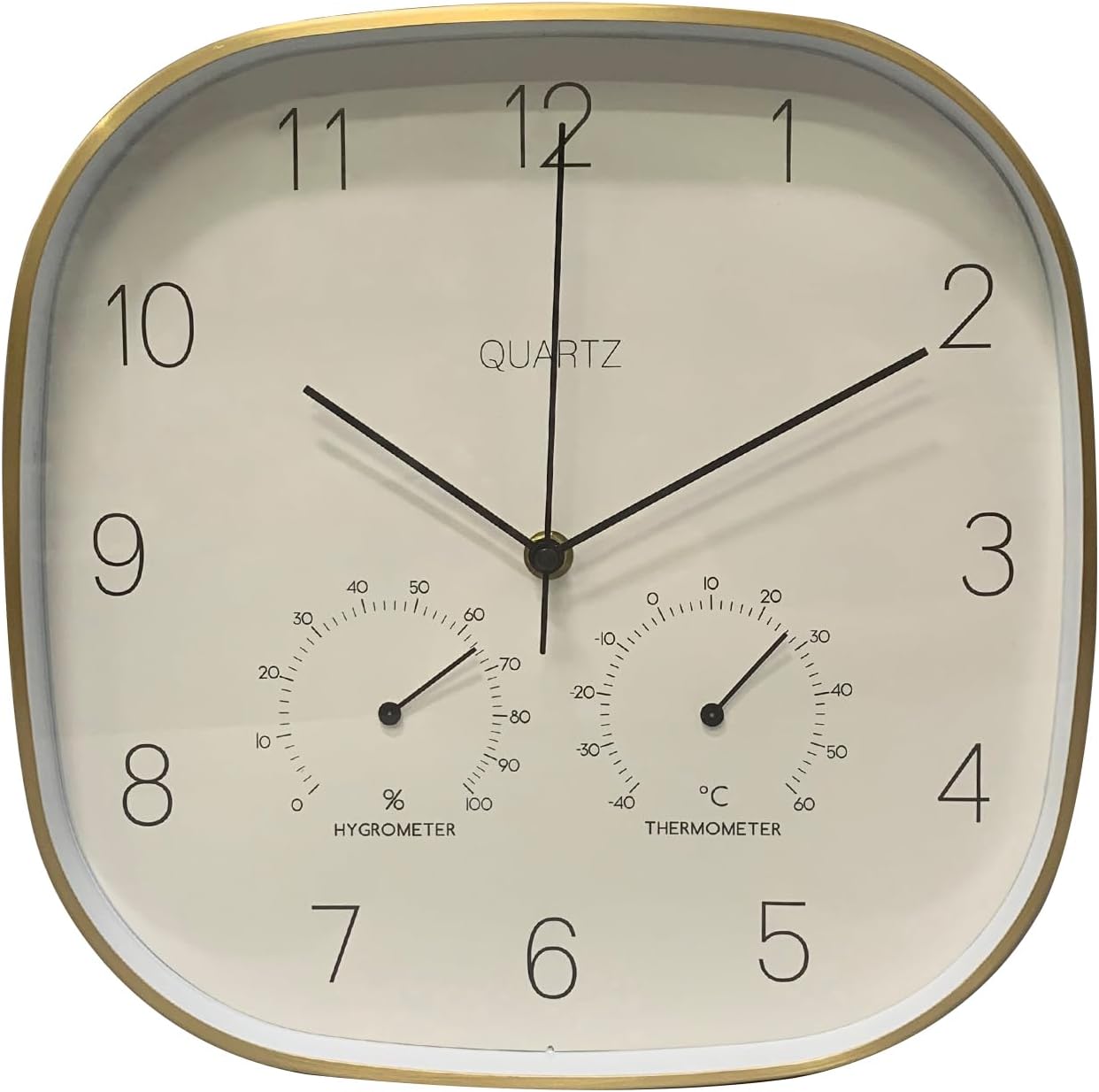 ANDSTAR Reloj de pared silencioso de 12 pulgadas con temperatura y humedad, funciona con pilas, relojes de pared decorativos para sala de estar,